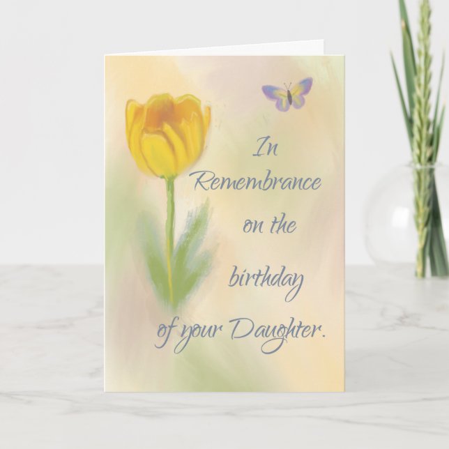 Daughter Birthday Remembrance Watercolor Flower Card (Front)