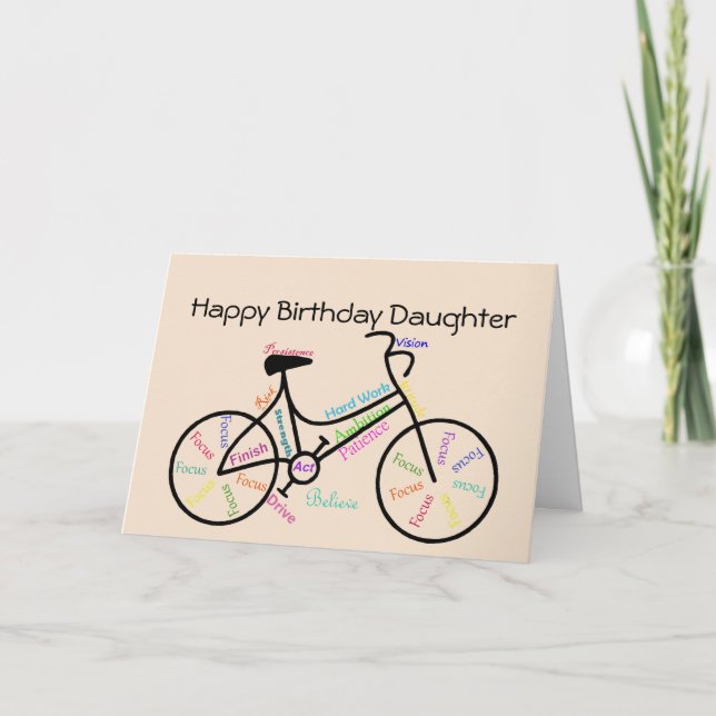 Daughter Birthday Wishes for Bike, Cycling Biking Card (Front)