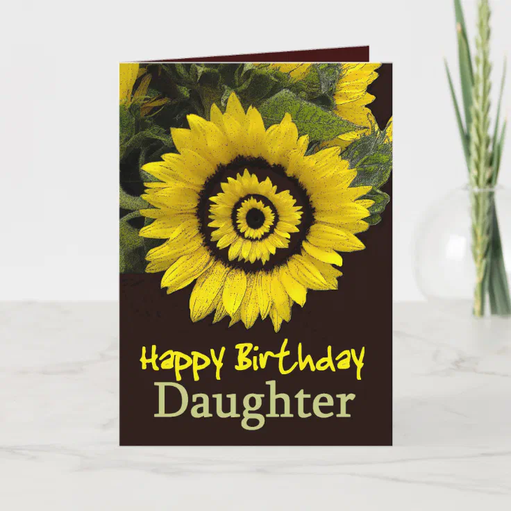 Happy Birthday Daughter With Sunflowers Daughter Birthday With Cheerful Sunflower Card | Zazzle