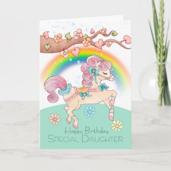 Daughter Birthday With Prancing Pony Card by moonlake at Zazzle