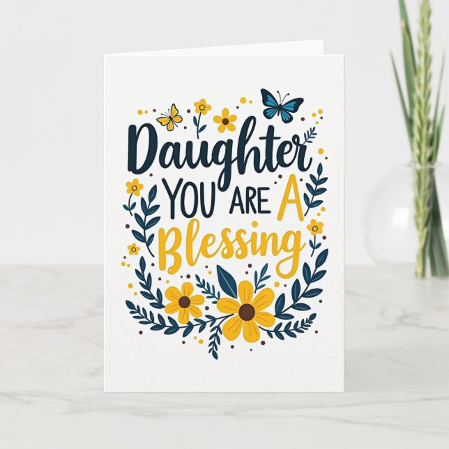 Daughter Blessing Floral Dots Card (Front)