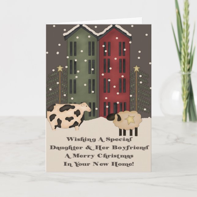 Daughter & Boyfriend 1st Christmas in New Home Holiday Card (Front)