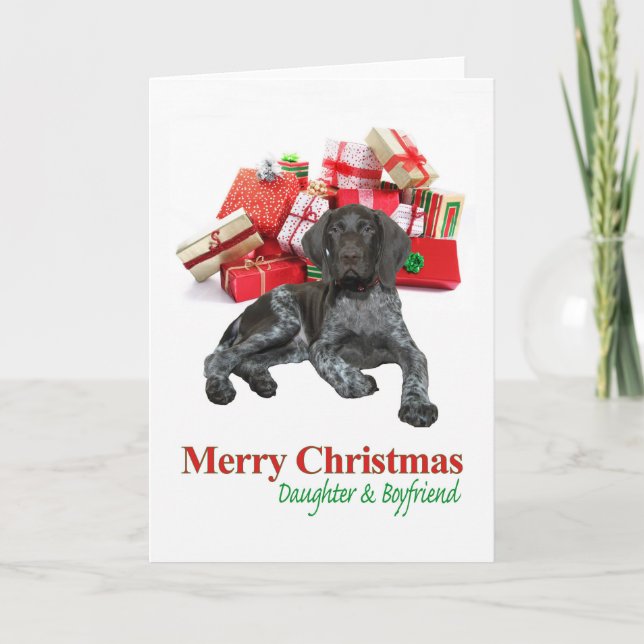 Daughter & Boyfriend  Glossy Grizzly Christmas Holiday Card (Front)