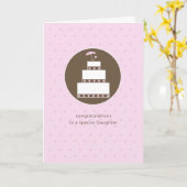 Daughter, Bridal Shower Cake, Brown, Pink Card (Yellow Flower)