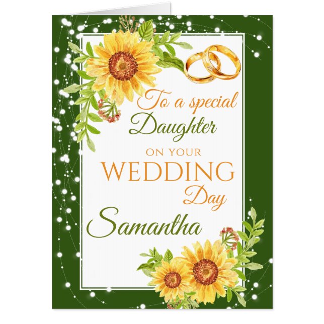 Daughter Bride Wedding Day Sunflower Jumbo Card (Front)