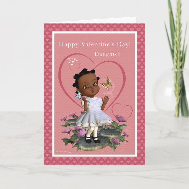 Daughter Butterfly Girl Valentine's Day Blank Card (Front)