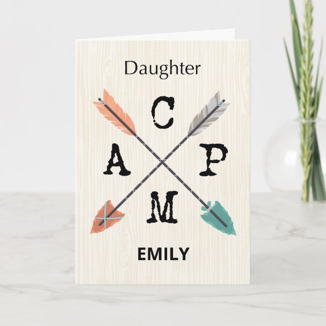 Daughter Camp Personalize Name Arrows Card (Front)