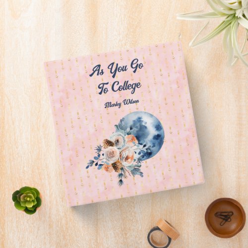 Daughter Celestial Pink As You Go To College  3 Ring Binder