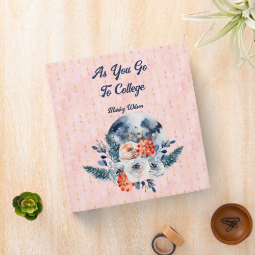 Daughter Celestial Pink As You Go To College  3 Ring Binder