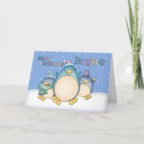 Daughter Christmas Card With Penguins
