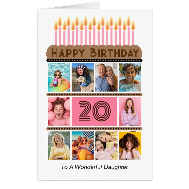 Daughter Custom Big 20th Birthday Card (Front)