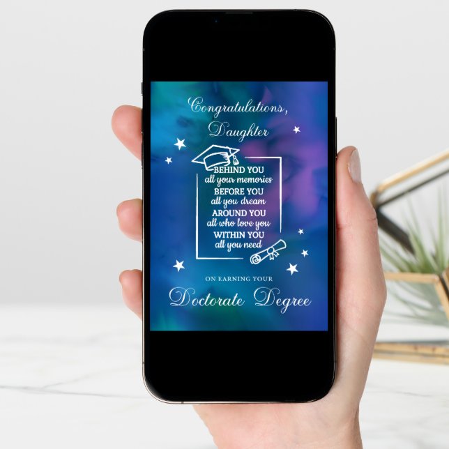 Daughter Doctorate PHD Graduate Congratulations Card (Front Digital)