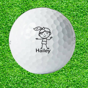 DAUGHTER Doodle stick people Personalized GIFT Golf Balls