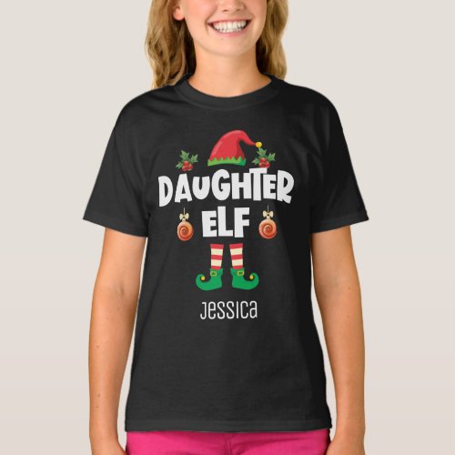 Daughter elf family matching christmas outfit name T_Shirt