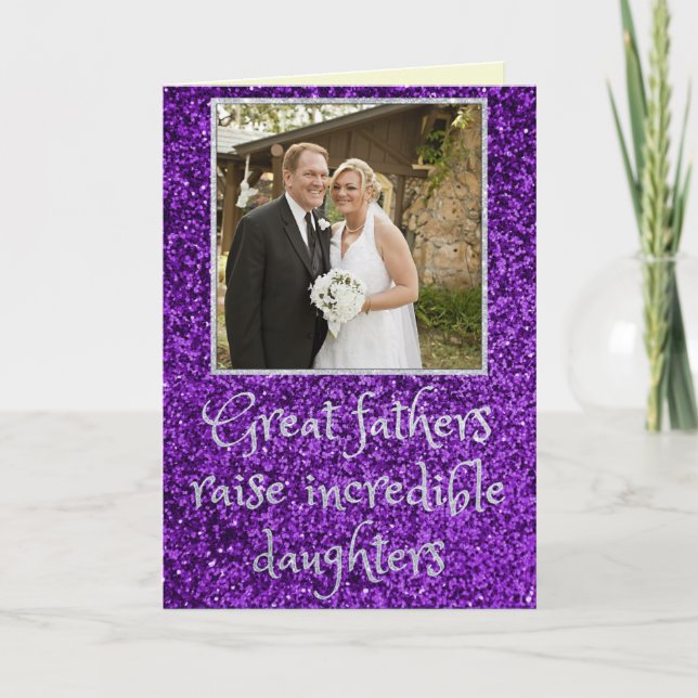 Daughter Father's Day Glitter Photo Card (Front)