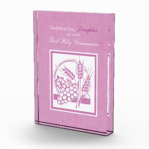 Daughter First Communion, Pink Acrylic Award