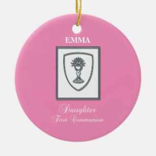 Daughter, First Communion Silver Chalice Ceramic Ornament