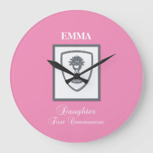Daughter, First Communion Silver Chalice Large Clock