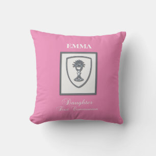 Daughter, First Communion Silver Chalice Throw Pillow