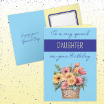 Daughter gerbera blue yellow birthday card<br><div class="desc">Celebrate your amazing daughter’s birthday with this beautifully designed card featuring vibrant gerbera flowers! Bursting with cheerful colors, this heartfelt card is perfect for showing just how much she means to you. The elegant yet playful floral design adds a touch of warmth, making it a keepsake she’ll cherish. With “To...</div>
