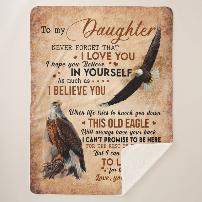 Daughter Gift | Letter To My Daughter From Dad Sherpa Blanket (Front)