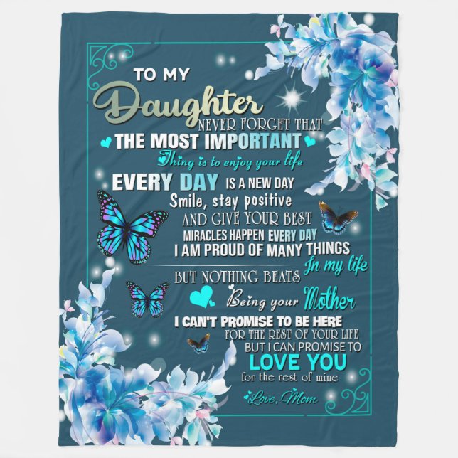 Daughter Gift | Letter To My Daughter From Mom Fleece Blanket (Front)