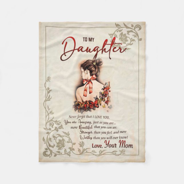 Daughter Gift | Letter To My Daughter From Mom Fleece Blanket (Front)