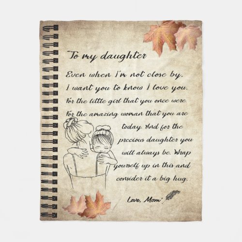 Daughter Gift  Letter To My Daughter From Mom Fleece Blanket