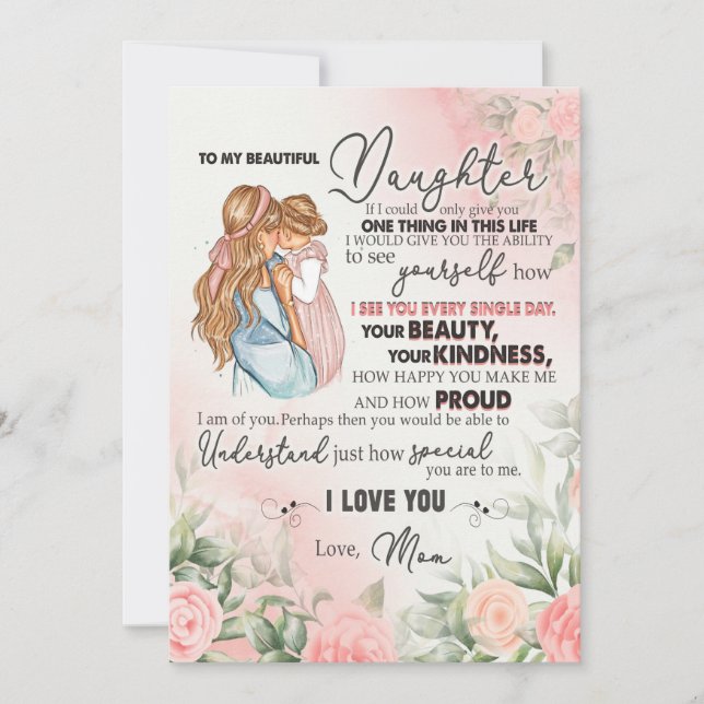 Daughter Gift | Letter To My Daughter From Mom Holiday Card (Front)