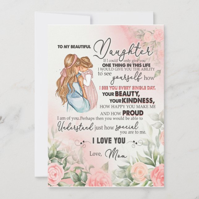 Daughter Gift | Letter To My Daughter From Mom Invitation (Front)