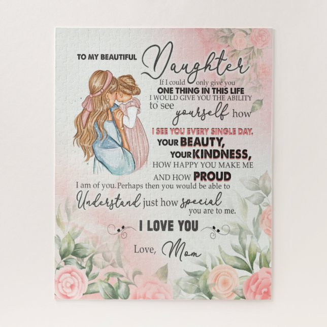 Daughter Gift | Letter To My Daughter From Mom Jigsaw Puzzle (Vertical)