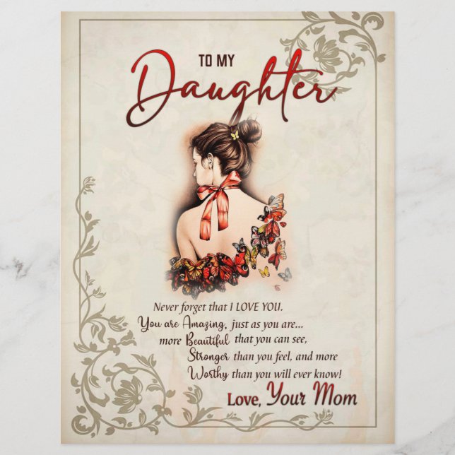 Daughter Gift | Letter To My Daughter From Mom Letterhead (Front)