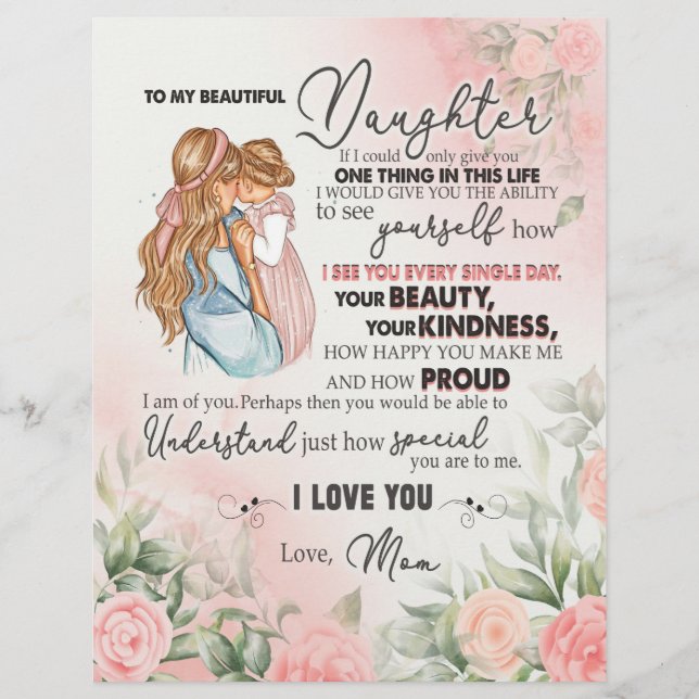 Daughter Gift | Letter To My Daughter From Mom Letterhead (Front)