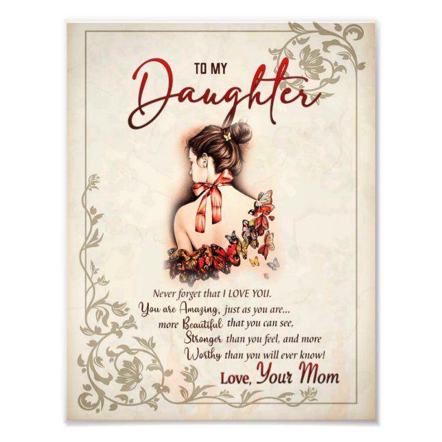 Daughter Gift | Letter To My Daughter From Mom Photo Print (Front)