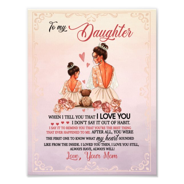 Daughter Gift | Letter To My Daughter From Mom Photo Print (Front)