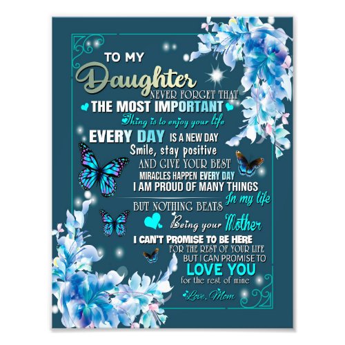 Daughter Gift  Letter To My Daughter From Mom Photo Print