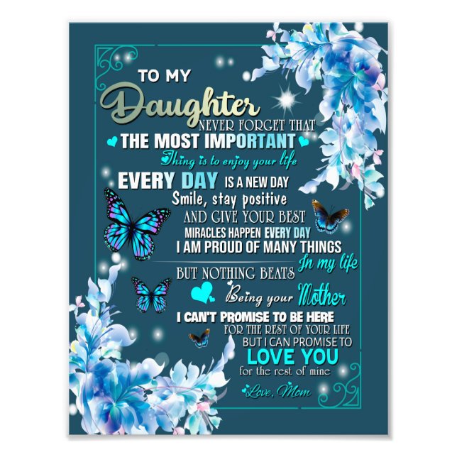 Daughter Gift | Letter To My Daughter From Mom Photo Print (Front)