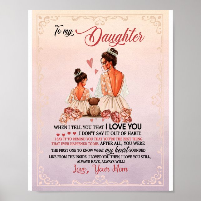 Daughter Gift | Letter To My Daughter From Mom Poster (Front)