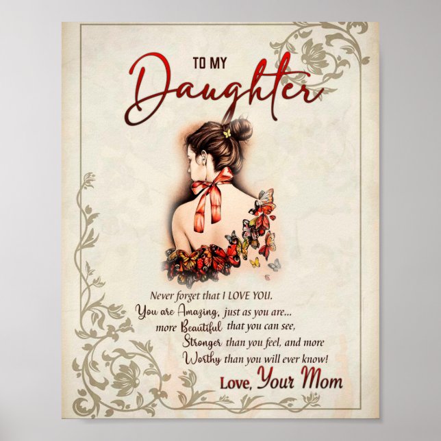 Daughter Gift | Letter To My Daughter From Mom Poster (Front)