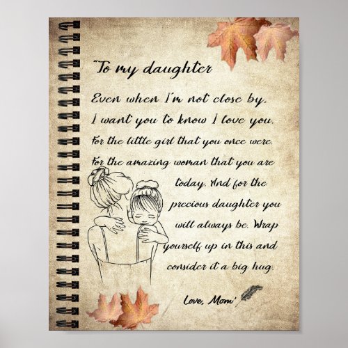 Daughter Gift  Letter To My Daughter From Mom Poster