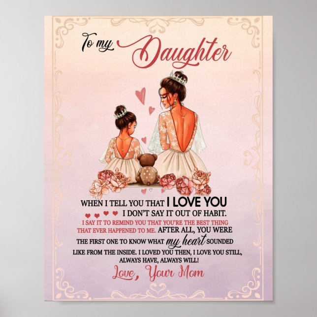 Daughter Gift | Letter To My Daughter From Mom Poster (Front)