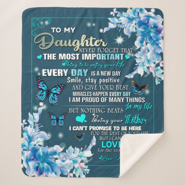 Daughter Gift | Letter To My Daughter From Mom Sherpa Blanket (Front)