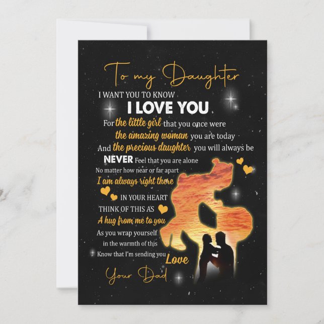 Daughter Gift |Letter To My Daughter Love From Dad Holiday Card (Front)