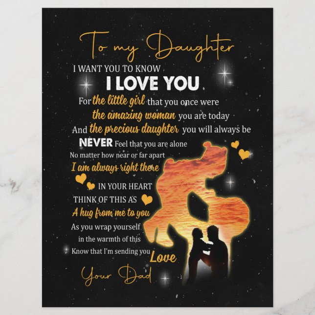 Daughter Gift |Letter To My Daughter Love From Dad Letterhead (Front)