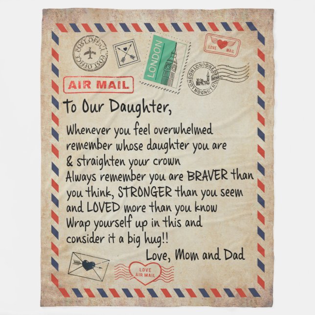 Daughter Gift | To Our Daughter Love From Mom Dad Fleece Blanket (Front)
