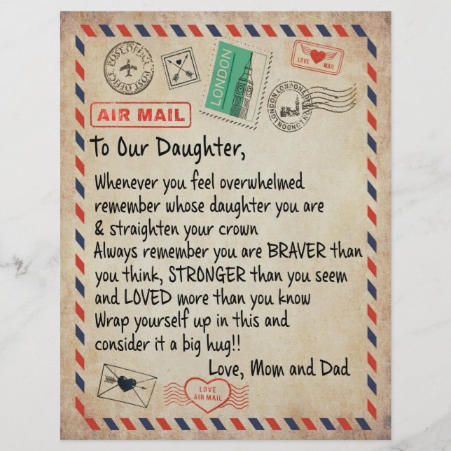 Daughter Gift | To Our Daughter Love From Mom Dad Letterhead (Front)