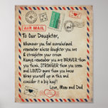 Daughter Gift | To Our Daughter Love From Mom Dad Poster<br><div class="desc">Daughter Gift | To Our Daughter Wrap Yourself  Up In This And Consider It A Big Hug Love From Mom And Dad</div>