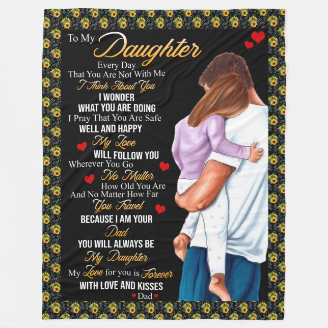Daughter Gifts | Letter To My Daughter From Dad Fleece Blanket (Front)