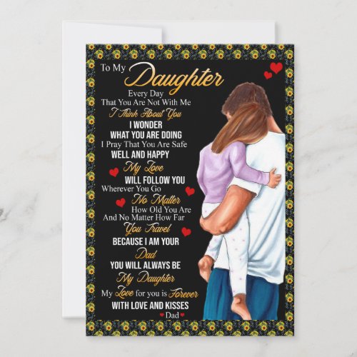 Daughter Gifts  Letter To My Daughter From Dad Holiday Card