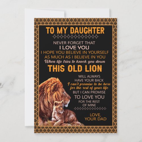 Daughter Gifts  Letter To My Daughter From Dad Invitation